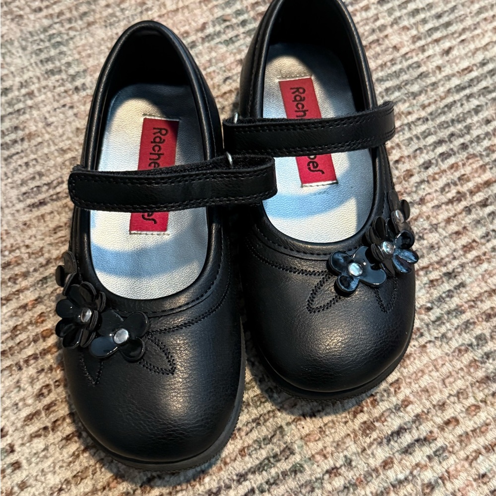 Rachel Kids Black Floral Mary Jane Shoes